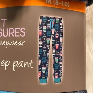 Secret Treasures Blue and Pink Pajamas with Winter Charm Coffee Theme